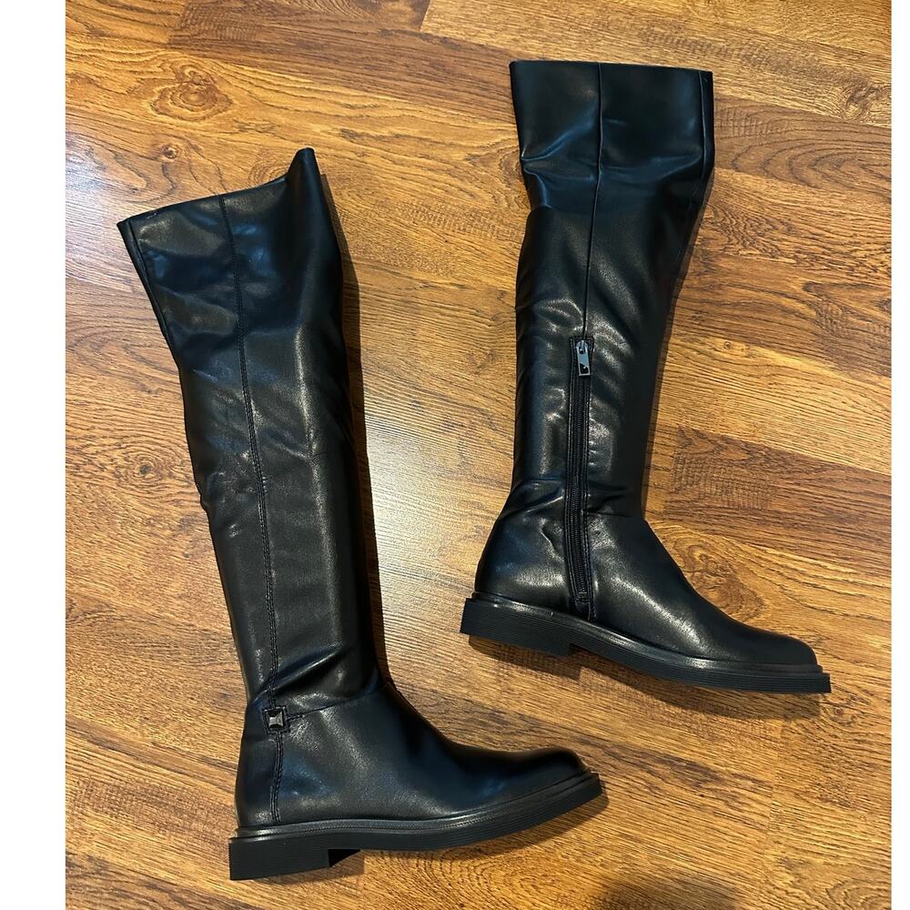 Franco Sarto Angeli Over the Knee Lug Sole Boots Black Womenโs Size 8.5